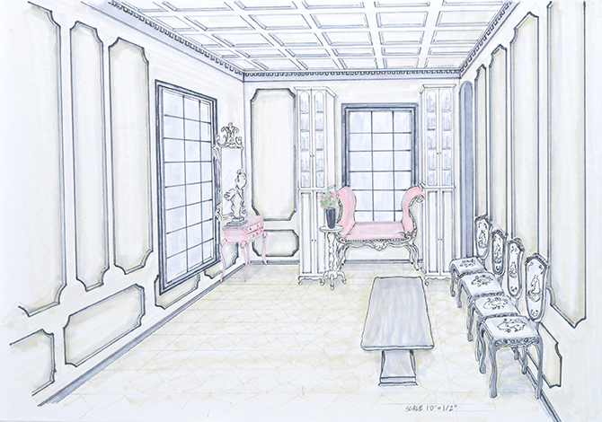 One Point Perspective Of The Classical Ballet Studio Lobby